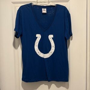 Victoria's Secret Deep Blue V-Neck Tee with White Horseshoe